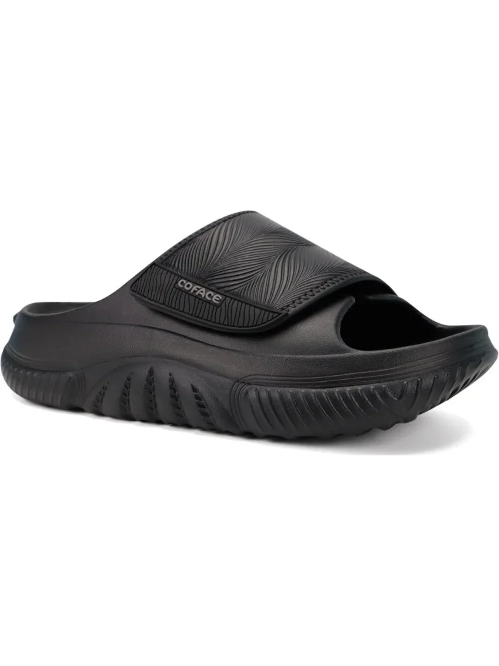 Men's All Black Recovery Sandals Orthopaedic Plantar Fascistic Walking Casual
